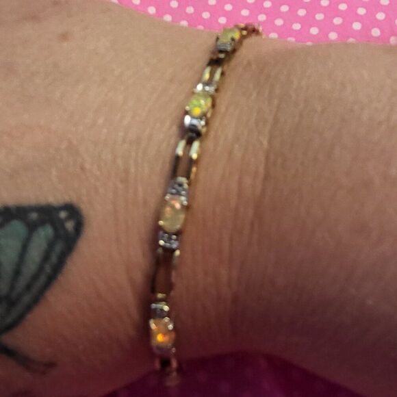 Jewelry - Vintage FAS Yellow Fire Opal Vermeil Gold over Sterling Silver Tennis Bracelet